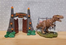 Jurassic Park Entrance Gate T-Rex Aquarium Fish Tank Decoration Figurine Set
