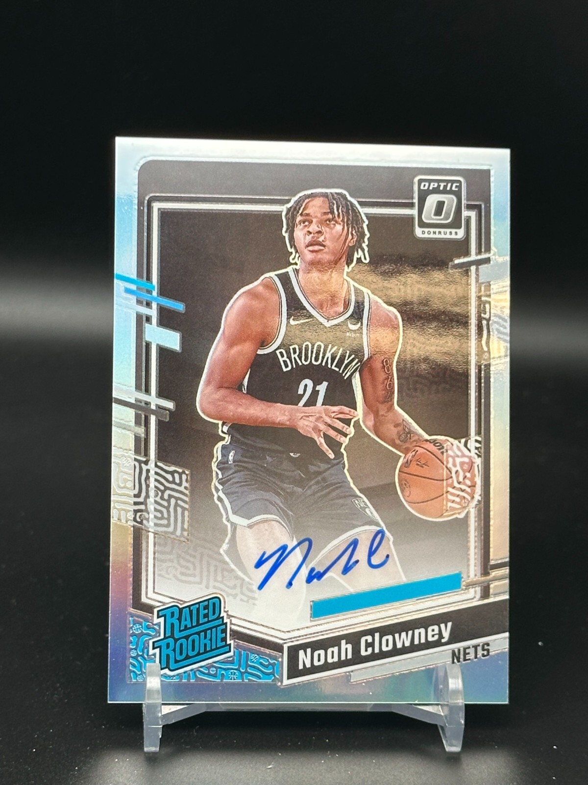 Noah Clowney 2023-24 Panini Optic Rated Rookie Silver Holo Prizm OnCard Auto