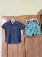 NEW Carter's Boys Chambray Shirt Shorts Set 2pcs Dinosaur Planes many sizes