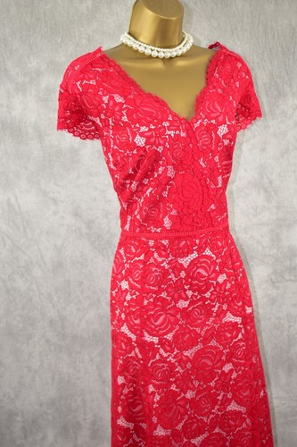 JACQUES VERT Size 22 Red Lace Dress Mother of the Bride Cruise Occasion Party - Picture 6 of 8