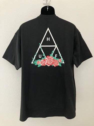 T-shirt grafica HUF Worldwide Triangle Rose nera XL skateboard streetwear - Foto 2 di 6
