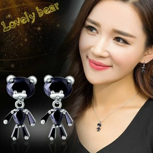 Topaz Black White Gold Filled Fashion Earrings