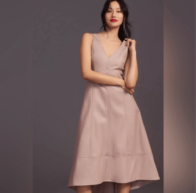 Anthropologie Maeve V Neck Vegan Leather Midi Dress 1X SEE DESCRIPTION |  eBay