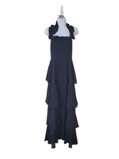 New Lulu's S Black Ruffle Halter Tiered Maxi Dress Women