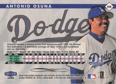 1998 Fleer Tradition #548 Antonio Osuna | eBay