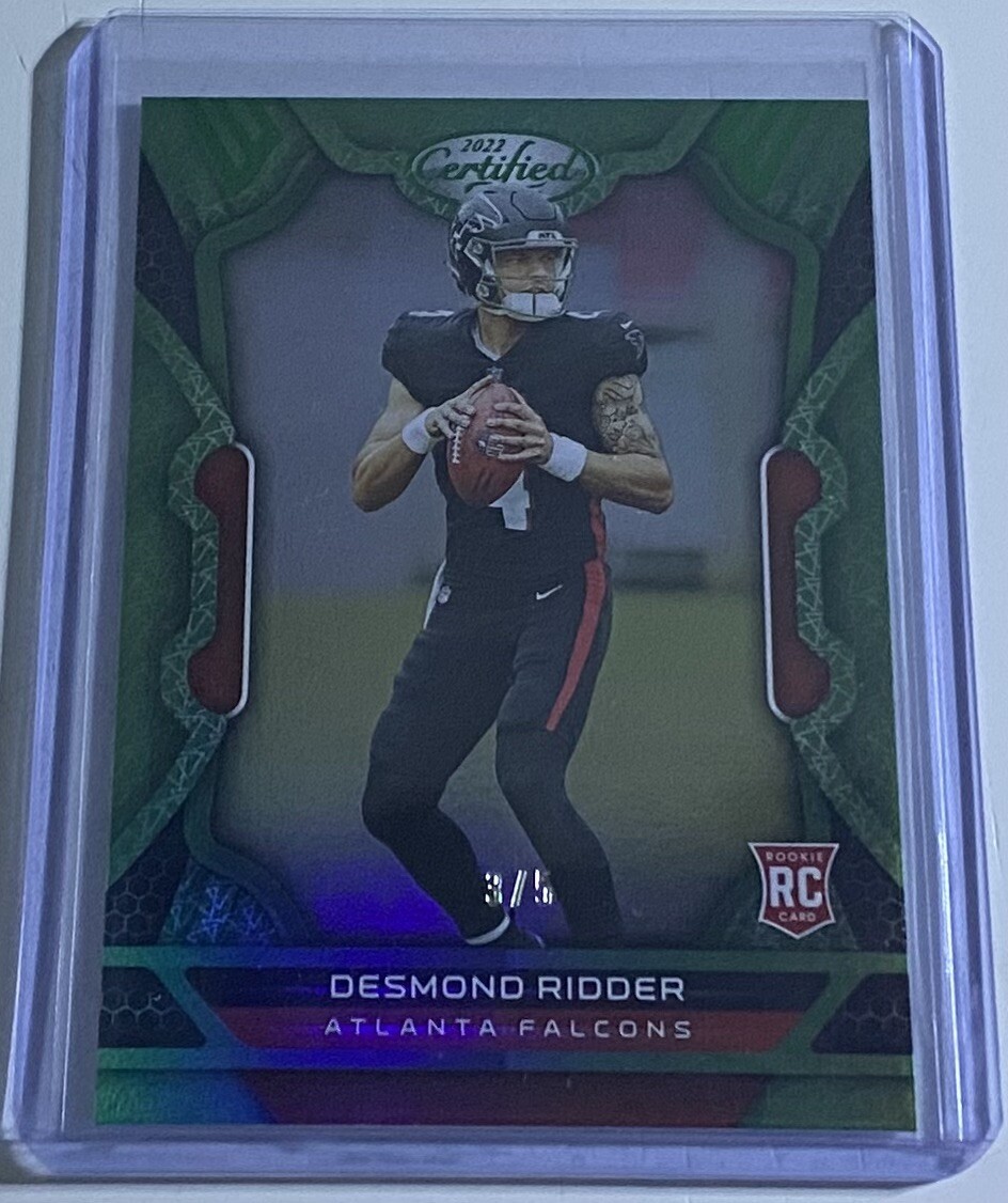 Desmond Ridder 2022 Panini Certified Green Mirror Rookie RC /5 #105 Falcons