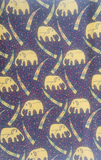 100 COTTON FABRIC ELEPHANTS, ASIAN, AFRICAN, RED, GOLD, BLACK, 2 YARDS X 44"