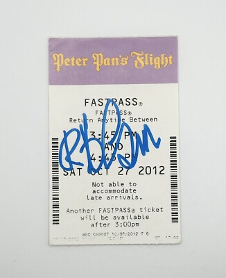 Bob Gurr Disney Imagineer Autographed Disney Peter Pan s Flight Fastpass