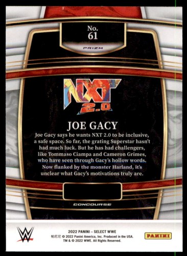 Panini Select WWE 2022 Orange Flash Prizms Joe Gacy #61 - Imagen 2 de 2
