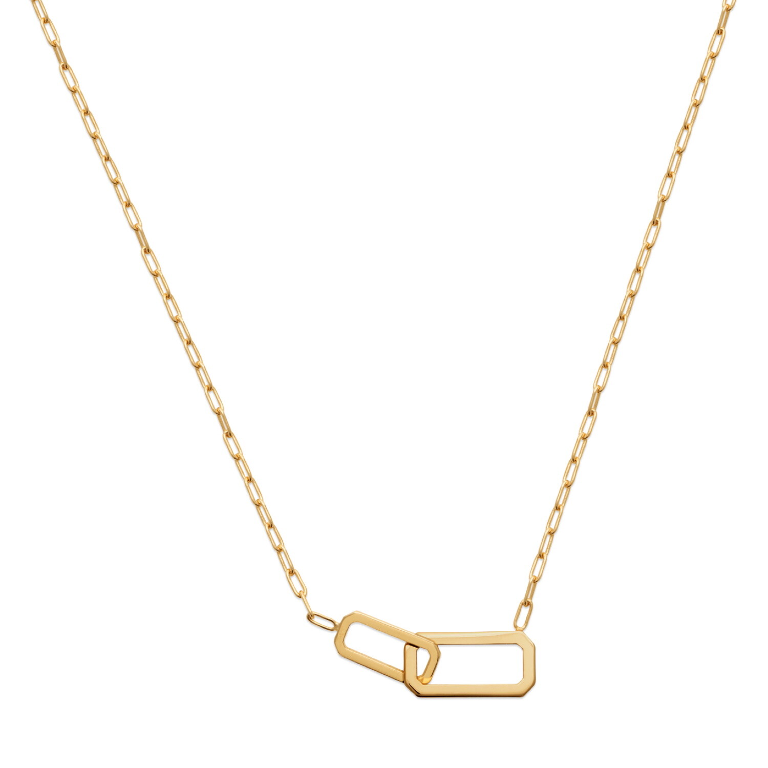Collier pendentif 2 maillons en plaqué or 750/000 anti-allergie sans nickel pour femme