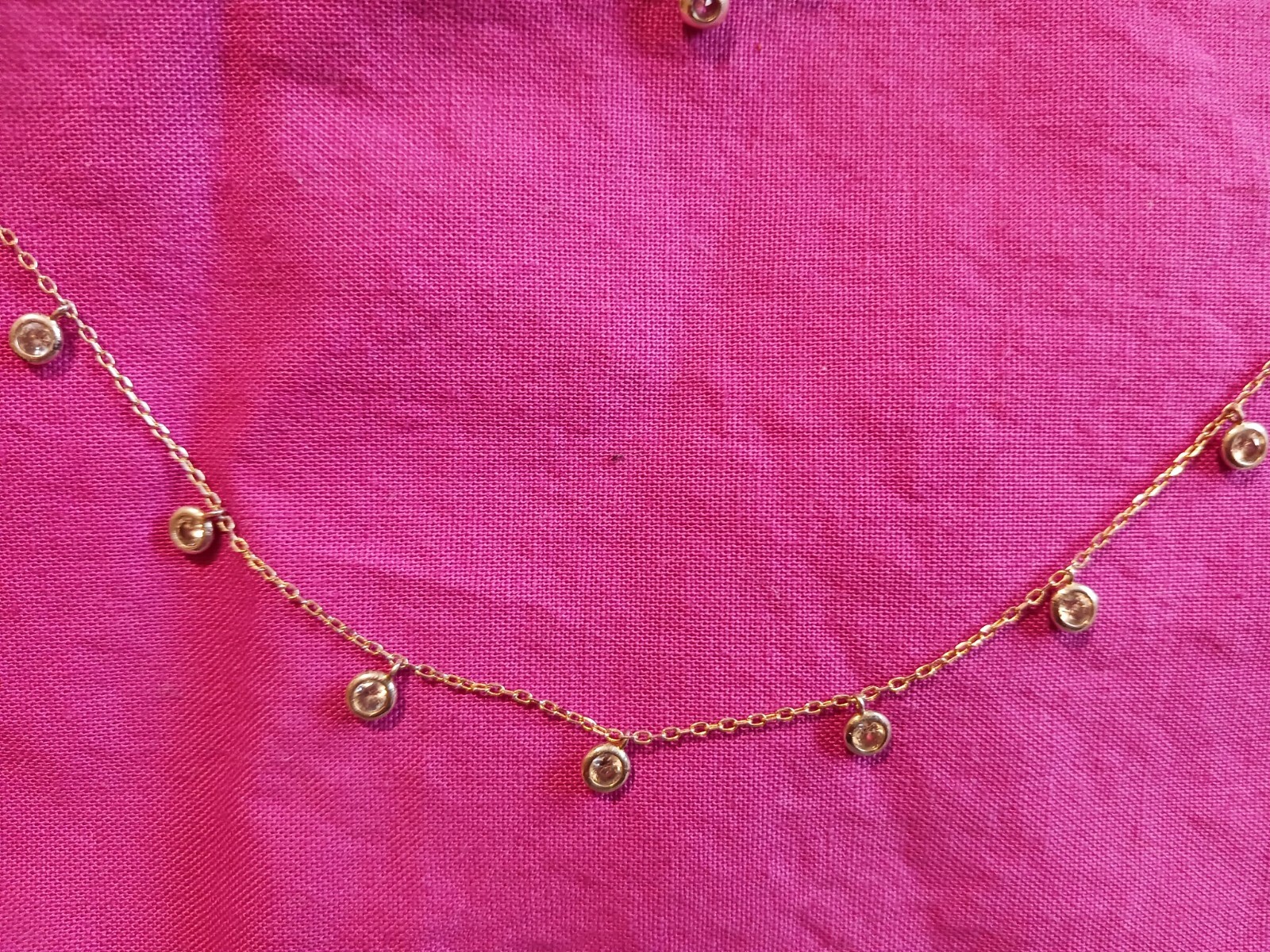 1/4 Carat Bezel Set Diamond Station Necklace/ 14K Gold eBay