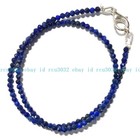 Small 3mm Faceted Natural Blue Lapis Lazuli Round Gems Beads Necklace 14-36'