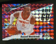 2019-20 Panini Mosaic Give and Go RUSSELL WESTBROOK Blue Reactive Prizm #02/99