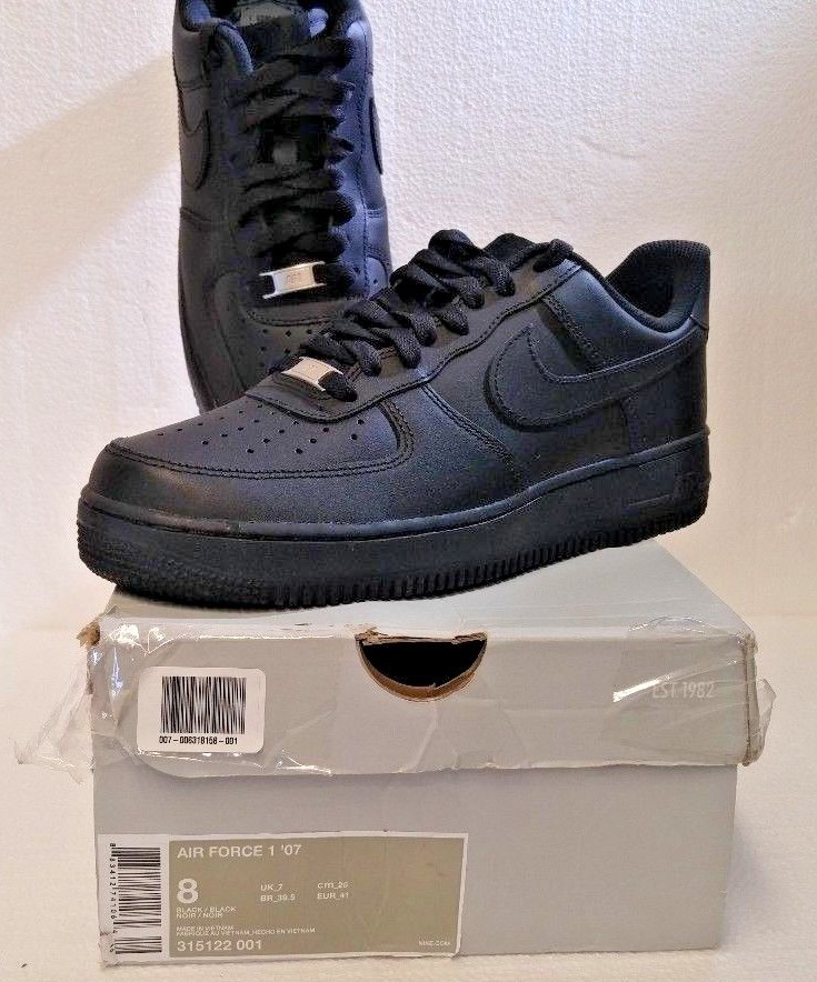 Nike Air Force 1 Men's Exclusive Leather Fashion Sneakers Black/Black 315122-001 Nike Air Force 1 Men's Exclusive Leather Fashion Sneakers Black/Black 315122-001