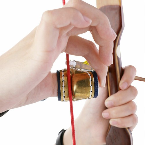 Archery Thumb Ring Genuine Leather + Brass Thumb Finger Guard Protector Gear - Picture 9 of 22