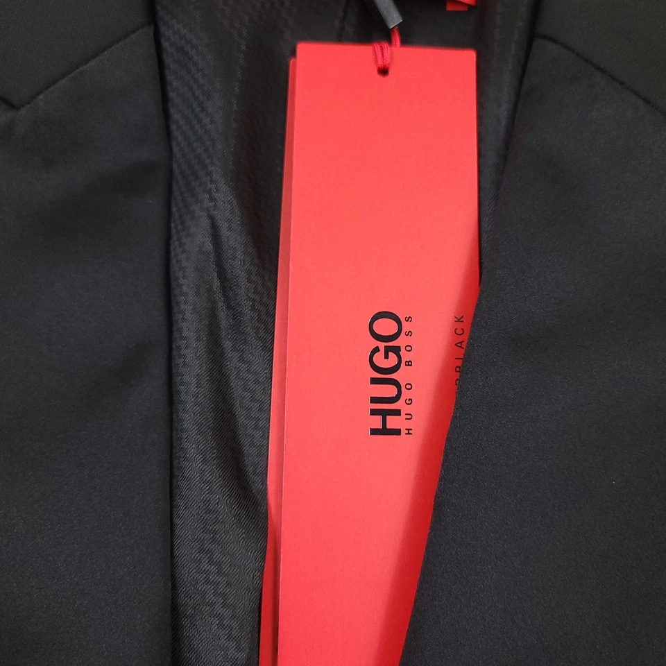 $695 HUGO BOSS Astian Black Peak Lapel Slim Fit Wool Tuxedo Jacket Mens Size 40S - Image 4 of 4