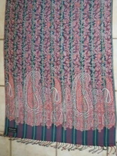 Pashmirette Paisley Jacquard Long Scarf, Reversible, 78" x 28", Italy, NWOT