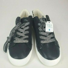 Time and Tru Women's Fashion Sneaker sz 8 Black Star Graphic Memory Foam Insole