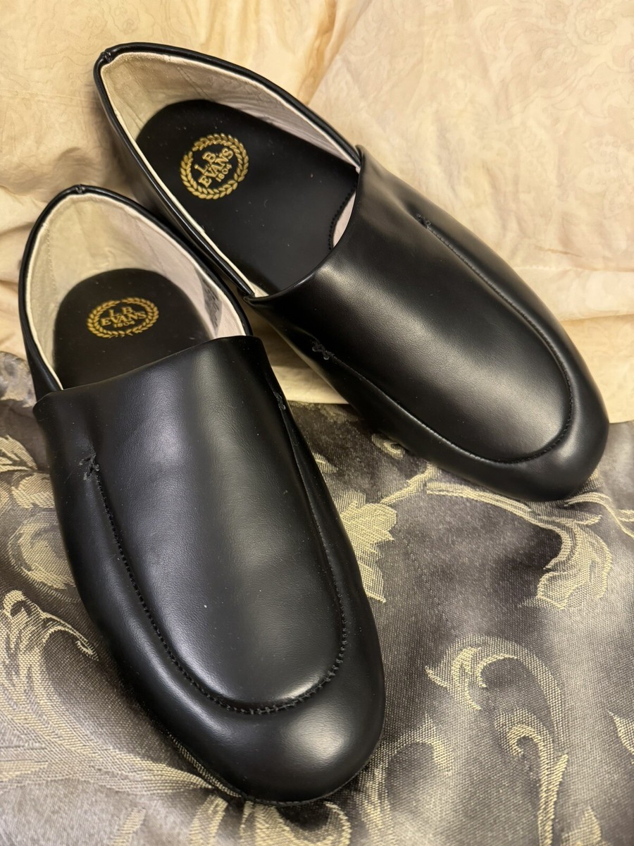Evans Duke Opera Mens Black Casual Slippers 2751 Leather NEW M  Boxed