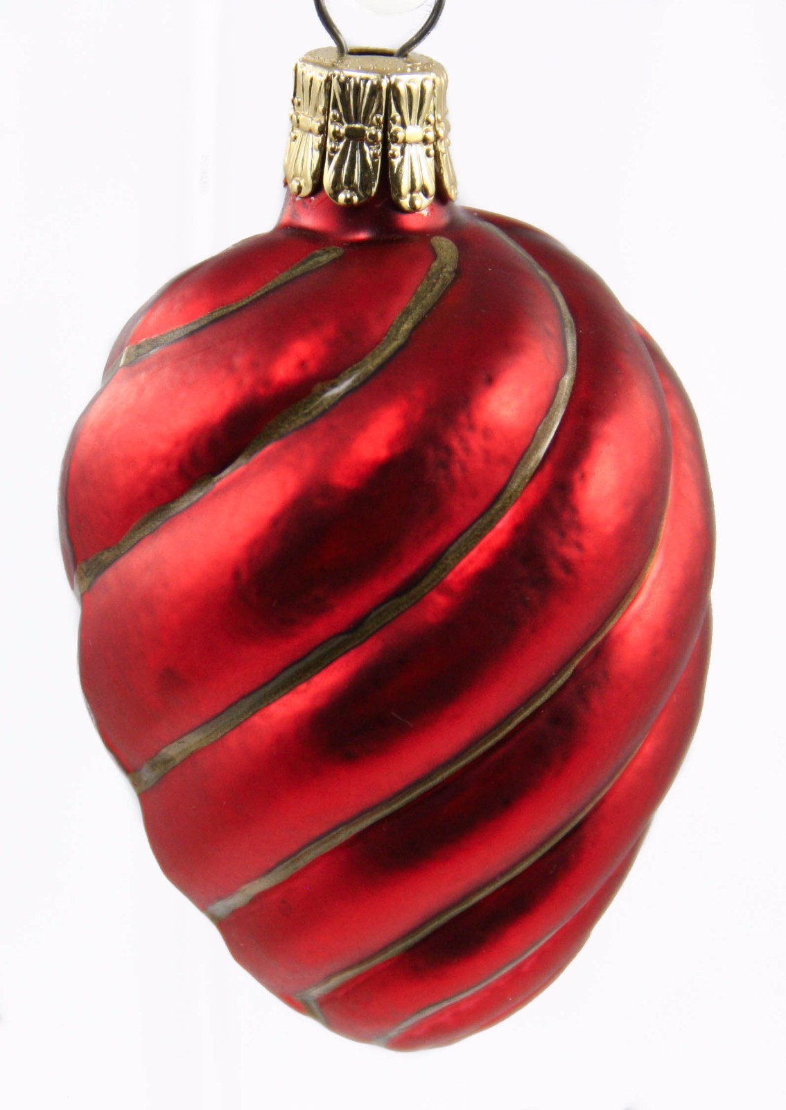 Red Gold Glass Swirl Christmas Tree Ornament Holiday Decor