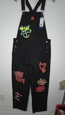 NWT Adidas X Kris Andrew Love Uni Overalls Adult Medium Pants Jeans Black