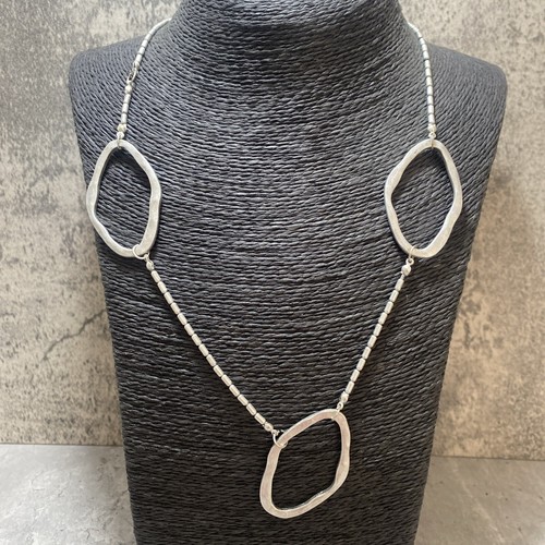 TUTTI & CO Brutalist Station Necklace Silver Tone Chain Unusual Kitsch Statement