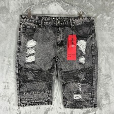Acid Wash Distressed Denim Bermuda Shorts