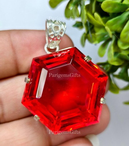 Best Quality 108+ Ct Red Topaz German Silver Solitaire Fancy Cut Gemstone - Picture 5 of 5