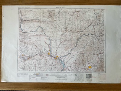 Vintage USGS Walla Walla Oregon Washington 1958 Topographic Map 1:250000