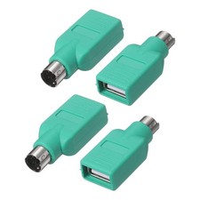 4 Pcs USB to PS/2 Adapter, Plastic USB A Female to PS/2 Male Converter, Green