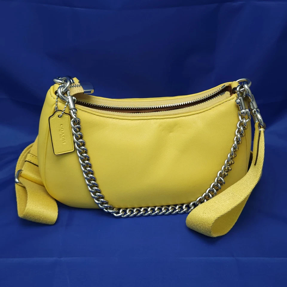 Coach CJ608 Teri Yellow Leather Shoulder Bag With Signature Quilting Crossbody - Image 2 of 4