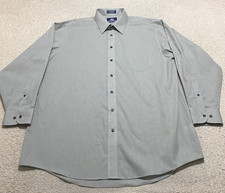Stafford Mens sz 17.5 Dress Shirt Solid Gray Long Sleeve Buffont-Front