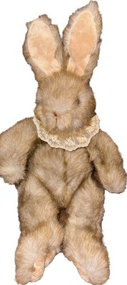 Sesil Co Ltd Bunny Rabbit Plush Lace Bib Furry Wired Ears Easter Light Brown 14 