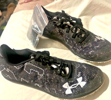 under armour track n field spikes black w/ gray Size women  s 8/Mens 6.5