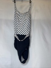 Tummy Control 22W BLEU Swimsuit Bathing Beach Pool Bra Stripes Beattie B W