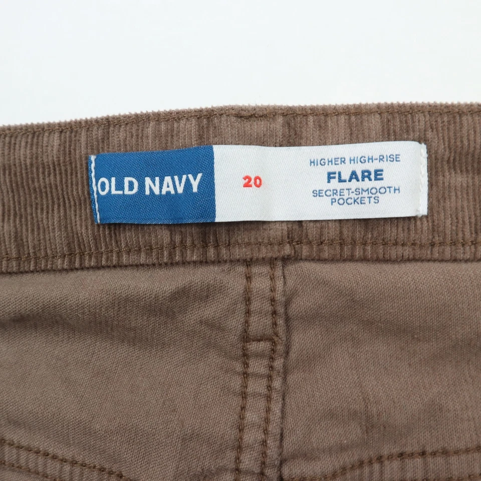 Pantalones de pana Old Navy para mujer 20 acampanados tiro alto elástico marrón boho Y2K Foto 2 de 4