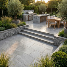 Quartz Grey porcelain paving slabs - Outdoor Garden Tiles - 600x900x20mm