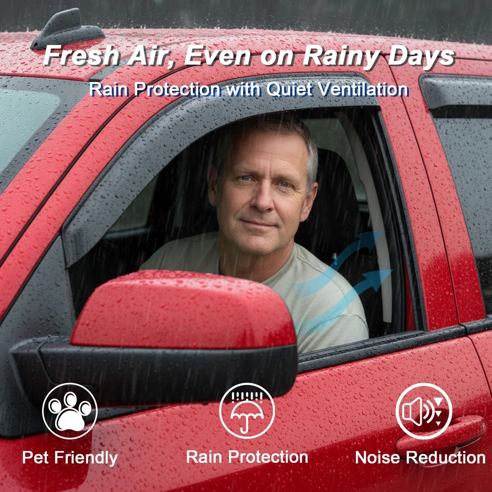 Window Rain Guards Visors for 1999-2016 Ford F250 F350 F450 F550 Super Duty Foto 3 de 4