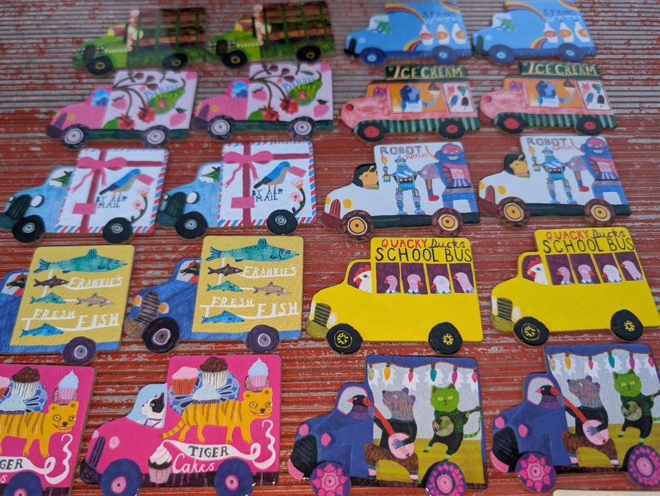 2021 eeBoo Trucks and a Bus Little Memory Matching Game 12 Shaped Pairs Best Toy - Image 3 of 4