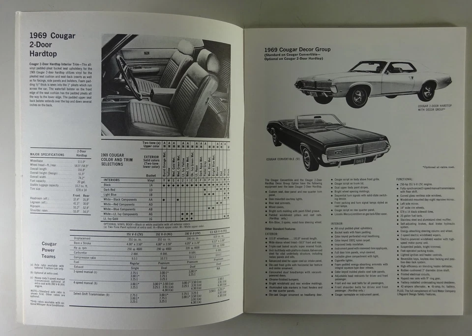Manuali/Officina Manuale/Wiring Diagram Mercury Cougar Modelyear 1969 - Immagine 2 di 4