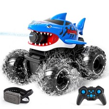 Gesture Sensing Amphibious Remote Control Shark Monster Truck with Water Squi...
