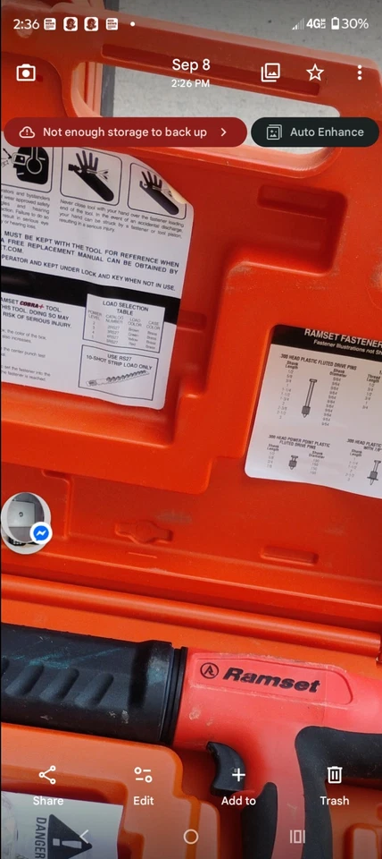 Herramienta semiautomática accionada por polvo Ramset 16942 Cobra+ calibre 0,27 Foto 2 de 4