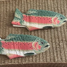 VTG Two Boston Warehouse Trading Co Salmon Fish Rainbow Trout Oven Mitts  1992