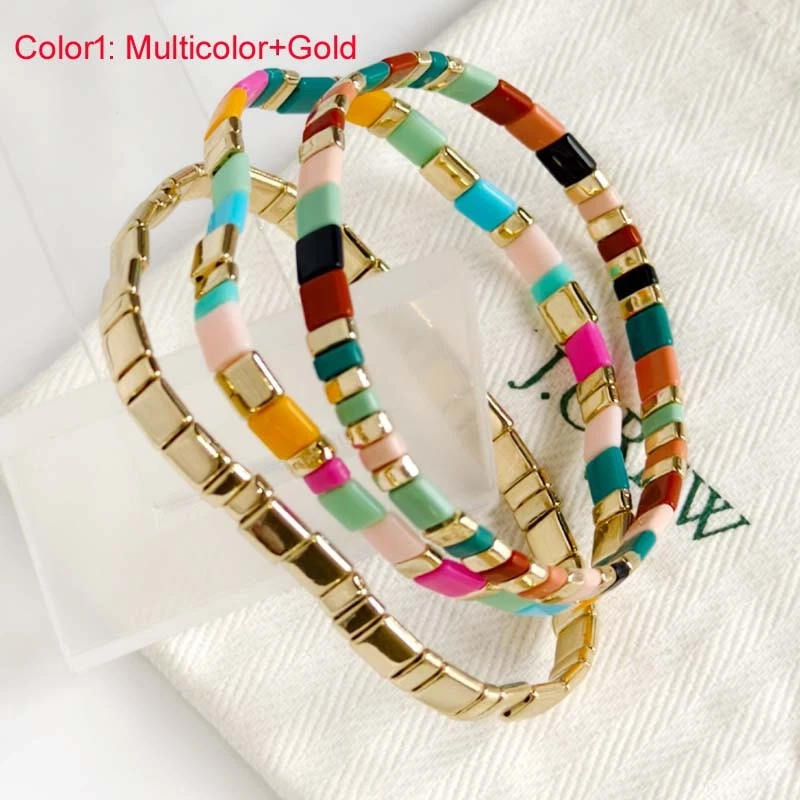 Pulsera elástica multicolor Jcrew 3 piezas elegante mujer fiesta vacaciones joyería 2 colores Foto 2 de 4