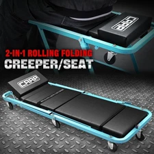 48" 2-in-1 Foldable Z-Creeper Automotive Garage Mechanic Rolling Seat Sky Blue
