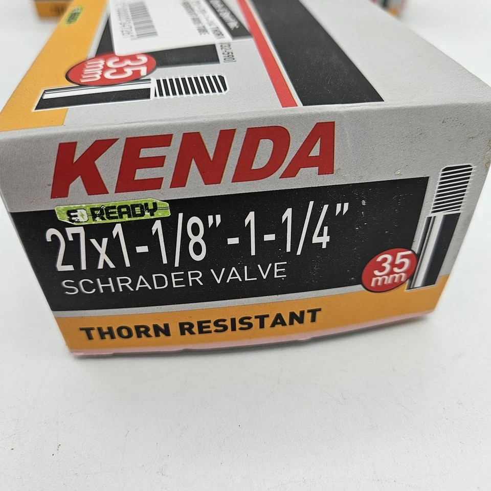 Set 2x Kenda Thorn Resistant 27 x 1-1/4" Inner Tube 35 mm Schrader Valve E-Ready - Image 2 of 3