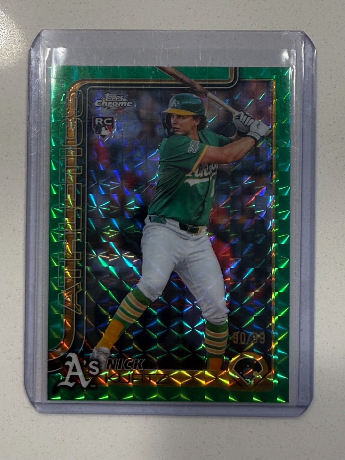 2025 Topps Chrome Update Series Nick Kurtz #USC178 Green Ref Geometric /99 A's