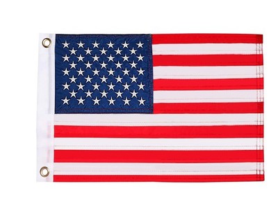 American Flag 12'' x 18'', U.S. 50 Star Sewn Boat Flag, Blue,Red,White