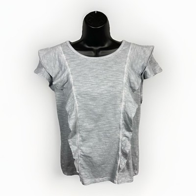 Peruvian Connection Ruffled Top Women s 100% Cotton Heather Grey M