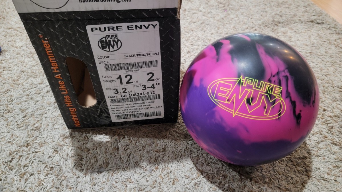 Hammer Pure Envy Bowling Ball 1st Quality | 12 Pounds | 3-4